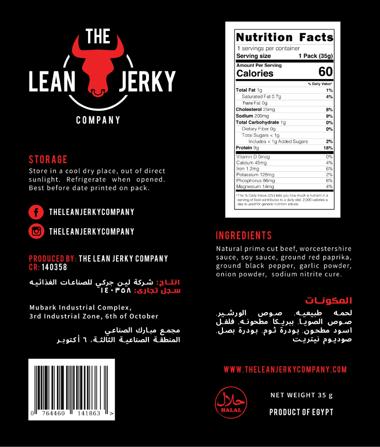 The lean Jerky Gourmet Beef Jerky35G.Original Maxmuscle Elite